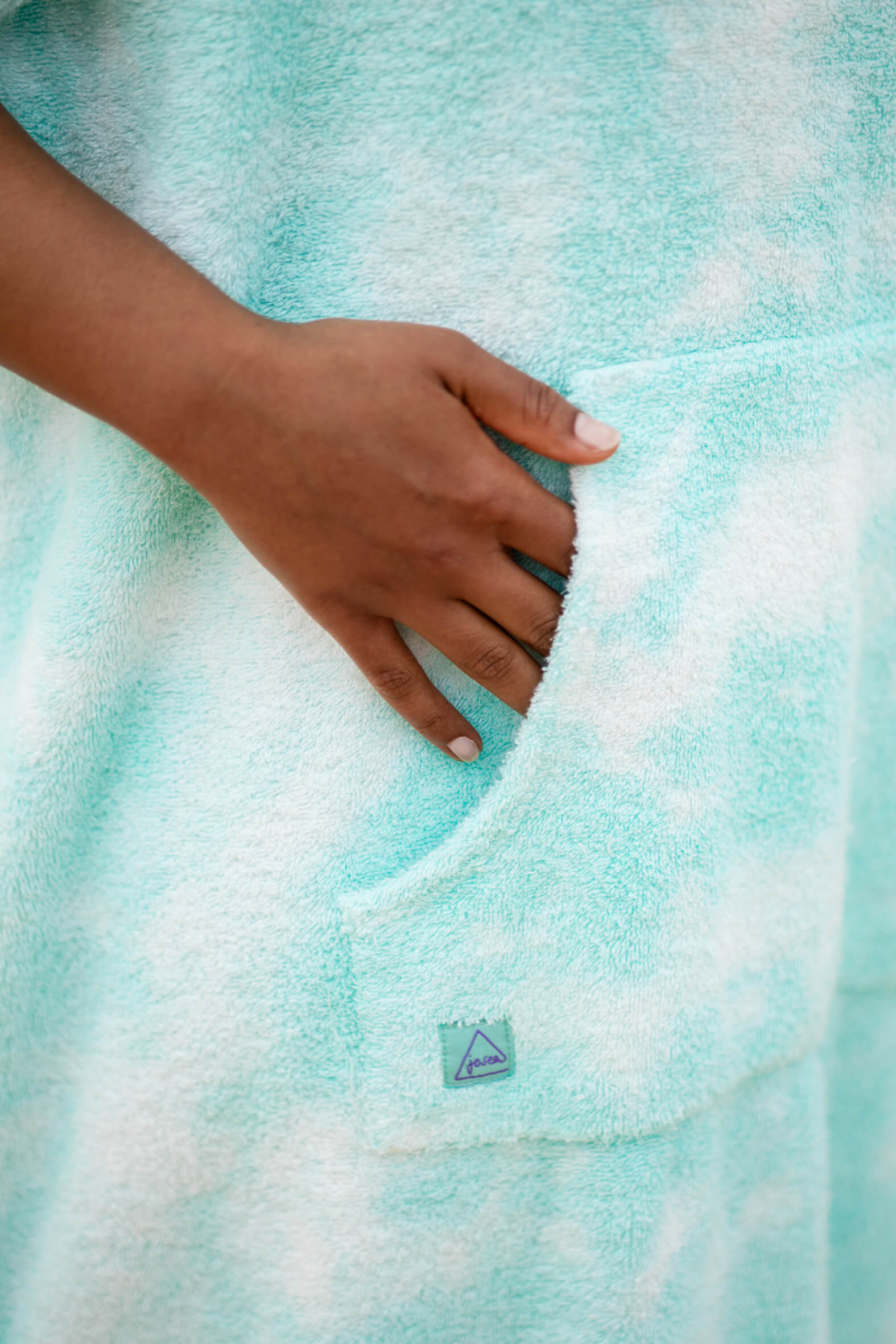 Hvide Surfponcho - mint tiedye